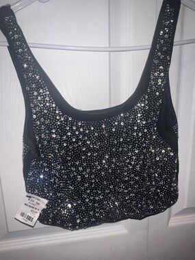 AKIRA Black Sequin High Low Skirt